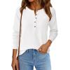 imagePRETTYGARDEN Womens Long Sleeve Waffle Knit Shirts 2025 Fall Casual Button Up Henley V Neck Tunic Tops Loose Fit Basic TeesWhite