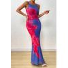imagePRETTYGARDEN Womens Summer Dresses 2025 Elegant Spaghetti Straps Evening Gown Floral Print Bodycon Maxi Mesh SundressBlue and Red Floral