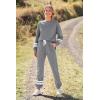 imagePRETTYGARDEN Womens Two Piece Loungewear Fall Casual Long Sleeve Tops Jogger Pants Pajama Sets Matching Outfits ClothingStriped Grey
