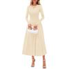imagePRETTYGARDEN Fall Dresses for Women 2025 Long Sleeve Work Casual A Line Pleated Cocktail Church Midi Winter Sweater DressApricot