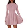 imagePRETTYGARDEN Fall Dresses for Women Elegant Classy 2025 Casual Long Sleeve Swing A Line Ruffle Short Homecoming Party DressPink