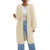 imagePRETTYGARDEN Long Sleeve Open Front Chunky Cardigan Sweaters for Women Cable Knit Long Cardigans Fall Outfits with PocketsApricot