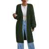 imagePRETTYGARDEN Long Sleeve Open Front Chunky Cardigan Sweaters for Women Cable Knit Long Cardigans Fall Outfits with PocketsArmy Green