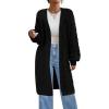imagePRETTYGARDEN Long Sleeve Open Front Chunky Cardigan Sweaters for Women Cable Knit Long Cardigans Fall Outfits with PocketsBlack