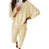 imagePRETTYGARDEN Womens Fall 2 Piece Lounge Set Long Sleeve Tops Ribbed Pants Spring Matching Sweatsuit Travel Outfits ClothesLight Khaki