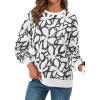imagePRETTYGARDEN Graphic Sweatshirts for Women Crewneck Floral Print Long Sleeve Pullover Y2K Tops 2025 Fall Casual Cute ClothesWhite Black Flower