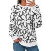 imagePRETTYGARDEN Graphic Sweatshirts for Women Crewneck Floral Print Long Sleeve Pullover Y2K Tops 2025 Fall Casual Cute ClothesWhite Black Flower