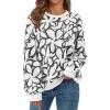 imagePRETTYGARDEN Graphic Sweatshirts for Women Crewneck Floral Print Long Sleeve Pullover Y2K Tops 2025 Fall Casual Cute ClothesWhite Black Flower