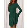 imagePRETTYGARDEN Women 2025 Mini Bodycon Dresses Long Sleeve Ruched Fitted Short Night Out Trendy Party Club Outfits Fall ClothesDark Green