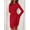 imagePRETTYGARDEN Women 2025 Mini Bodycon Dresses Long Sleeve Ruched Fitted Short Night Out Trendy Party Club Outfits Fall ClothesRed