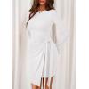 imagePRETTYGARDEN Women 2025 Mini Bodycon Dresses Long Sleeve Ruched Fitted Short Night Out Trendy Party Club Outfits Fall ClothesWhite