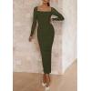 imagePRETTYGARDEN Womens 2025 Fall Long Sleeve Maxi Dress Off Shoulder Mesh Ruched Bodycon Trendy Long Wedding Guest DressesArmy Green