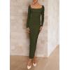 imagePRETTYGARDEN Womens 2025 Fall Long Sleeve Maxi Dress Off Shoulder Mesh Ruched Bodycon Trendy Long Wedding Guest DressesArmy Green
