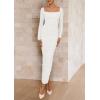 imagePRETTYGARDEN Womens 2025 Fall Long Sleeve Maxi Dress Off Shoulder Mesh Ruched Bodycon Trendy Long Wedding Guest DressesWhite