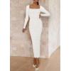 imagePRETTYGARDEN Womens 2025 Fall Long Sleeve Maxi Dress Off Shoulder Mesh Ruched Bodycon Trendy Long Wedding Guest DressesWhite