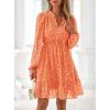 imagePRETTYGARDEN Womens Fall Boho Dresses 2025 Floral Long Sleeve V Neck Mini Flowy Wedding Guest Dress Trendy Vacation OutfitsFloral Orange Red