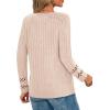 imagePRETTYGARDEN Womens Long Sleeve Shirts Ribbed Knit V Neck Tee Dressy Casual Blouses Going Out Tunic Tops 2025 Fall OutfitsApricot
