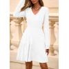 imagePRETTYGARDEN Womens Sweater Dress 2025 Fall Long Sleeve V Neck A Line Fit and Flare Ribbed Short Dresses Knit Outfits PocketsWhite