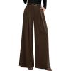 imagePRETTYGARDEN Womens Fall Wide Leg Trousers 2025 High Elastic Waist Loose Pleated Long Flowy Palazzo Work Pants with PocketsBrown