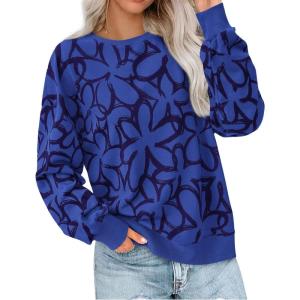 imagePRETTYGARDEN Graphic Sweatshirts for Women Crewneck Floral Print Long Sleeve Pullover Y2K Tops 2025 Fall Casual Cute ClothesFloral Blue