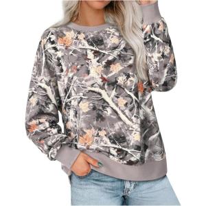 imagePRETTYGARDEN Graphic Sweatshirts for Women Crewneck Floral Print Long Sleeve Pullover Y2K Tops 2025 Fall Casual Cute ClothesGray Floral