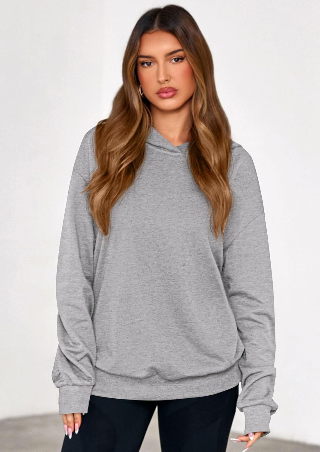 imagePRETTYGARDEN Hoodies for Women Oversized Pullover Sweatshirts 2025 Ruched Long Sleeve Casual Tops Fall Fashion Y2K ClothesGrey
