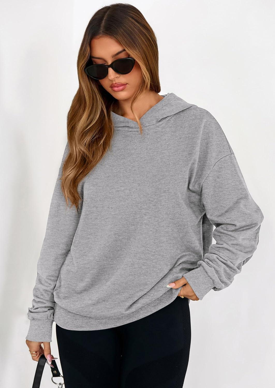 imagePRETTYGARDEN Hoodies for Women Oversized Pullover Sweatshirts 2025 Ruched Long Sleeve Casual Tops Fall Fashion Y2K ClothesGrey