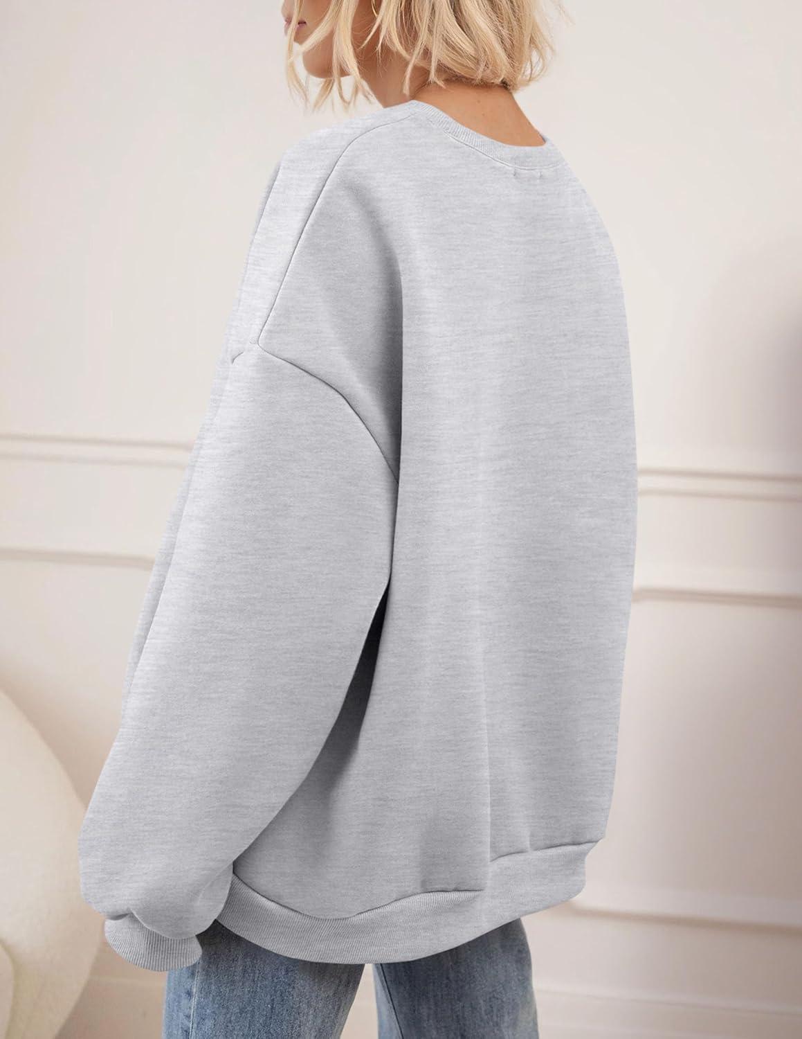 imagePRETTYGARDEN Oversized Sweatshirt for Women Fall Outfits 2025 Crewneck Long Sleeve Tops Fleece Pullover Winter ClothingGrey