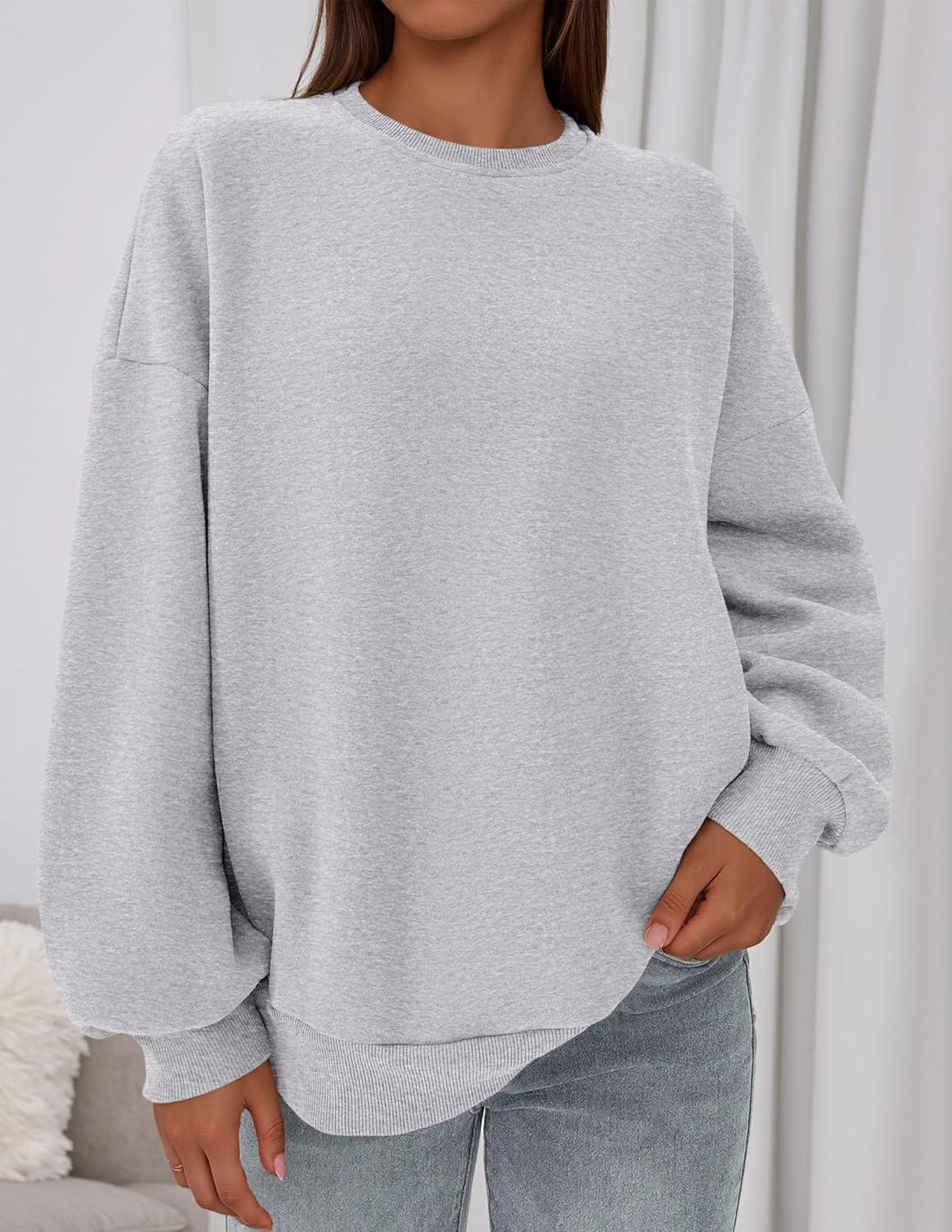 imagePRETTYGARDEN Sweatshirt for Women Oversized Crewneck Long Sleeve Pullover Fleece Top 2025 Fall Winter Fashion Outfits ClothesGrey