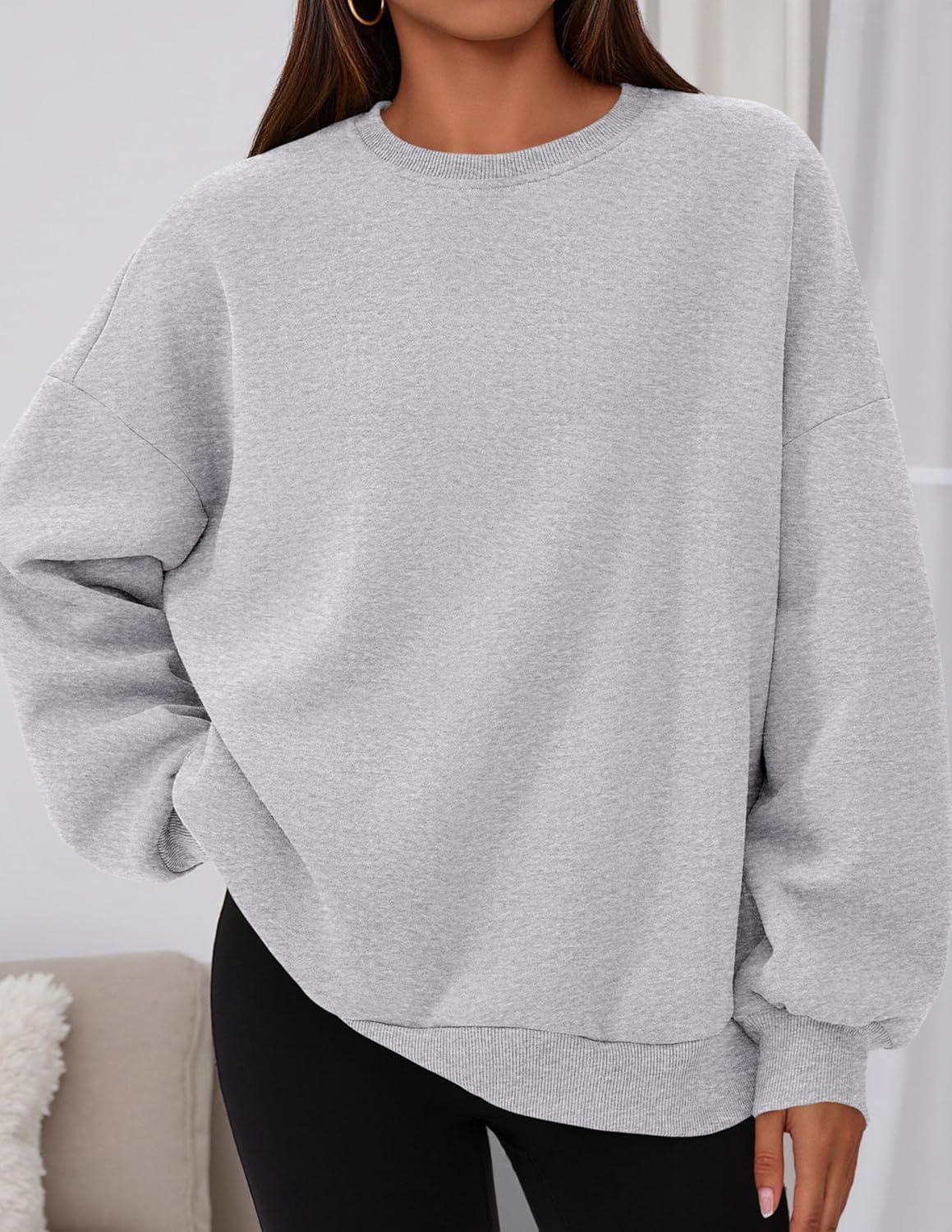 imagePRETTYGARDEN Sweatshirt for Women Oversized Crewneck Long Sleeve Pullover Fleece Top 2025 Fall Winter Fashion Outfits ClothesGrey