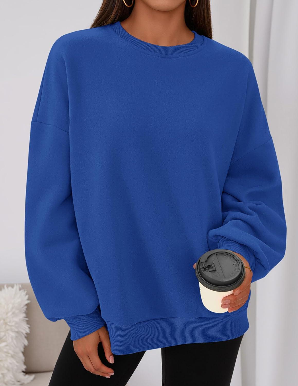 imagePRETTYGARDEN Sweatshirt for Women Oversized Crewneck Long Sleeve Pullover Fleece Top 2025 Fall Winter Fashion Outfits ClothesRoyal Blue