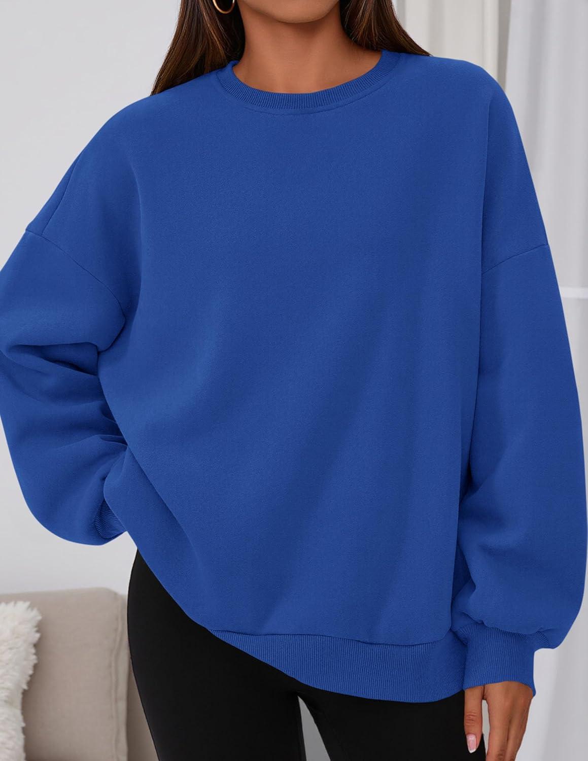 imagePRETTYGARDEN Sweatshirt for Women Oversized Crewneck Long Sleeve Pullover Fleece Top 2025 Fall Winter Fashion Outfits ClothesRoyal Blue