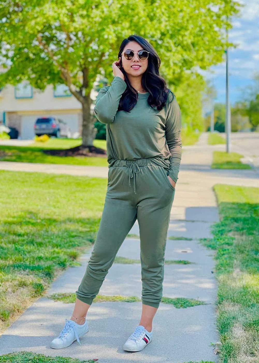 imagePRETTYGARDEN Women Fall 2 Piece Lounge Outfit Long Sleeve Tops High Waisted Jogger Pants Set Spring Travel Clothes TracksuitLight Green