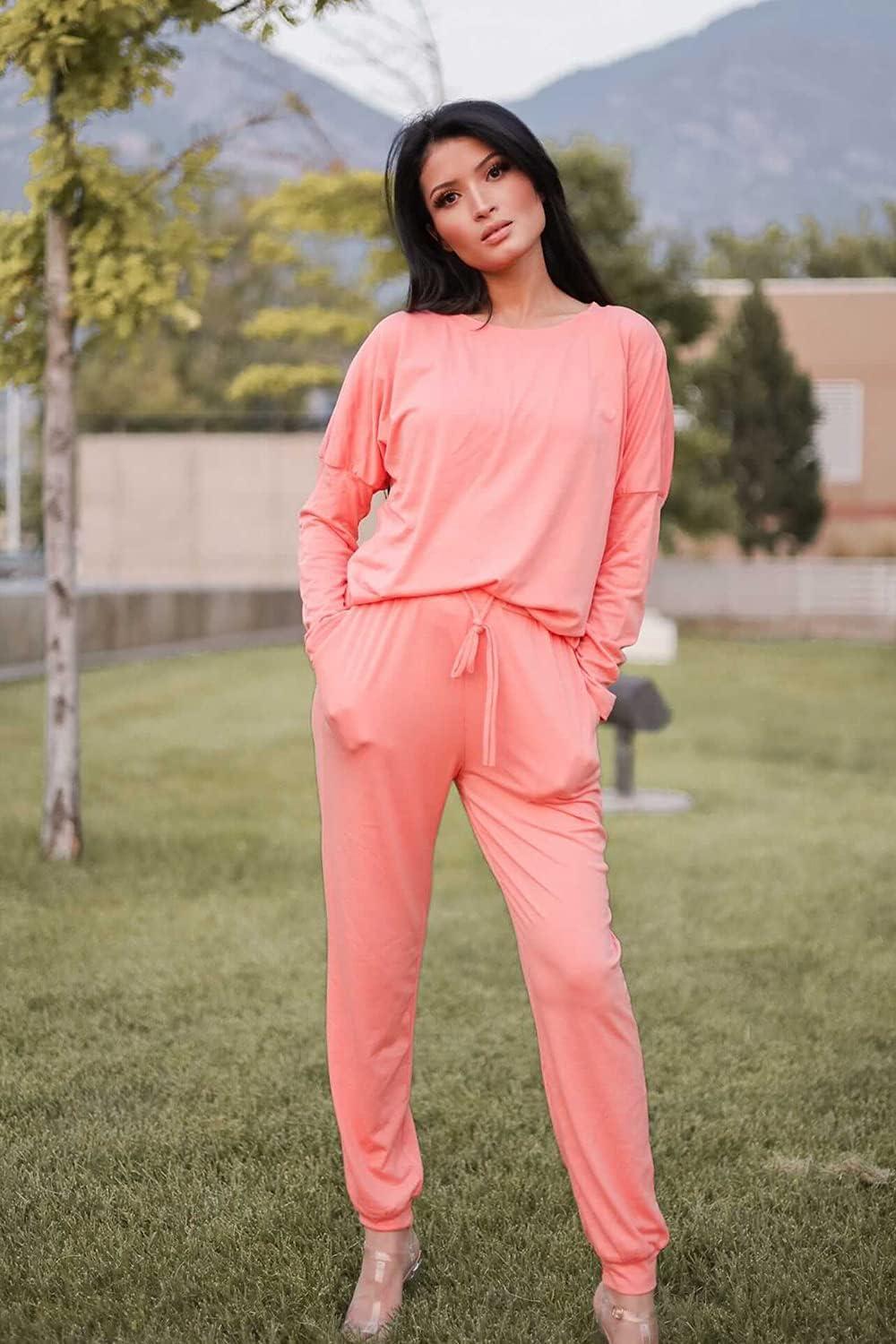 imagePRETTYGARDEN Women Fall 2 Piece Lounge Outfit Long Sleeve Tops High Waisted Jogger Pants Set Spring Travel Clothes TracksuitPink