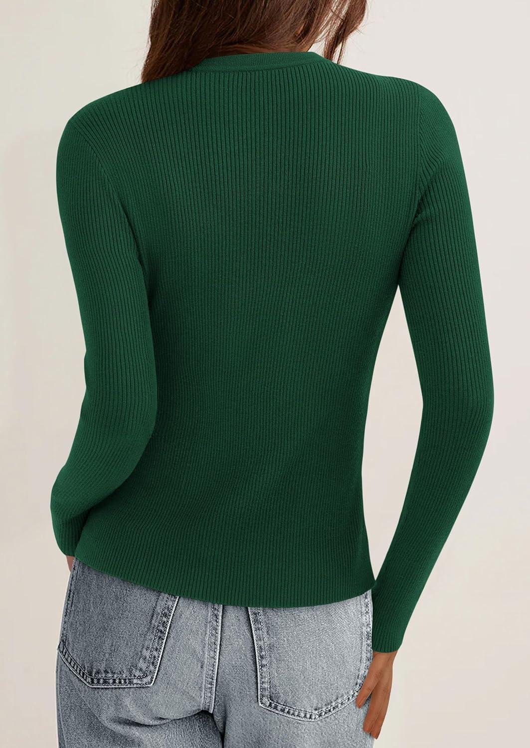 imagePRETTYGARDEN Womens 2025 Fall Cardigan Sweaters Lightweight Long Sleeve Button up Ribbed Knit Tops Winter Fashion ClothesDark Green