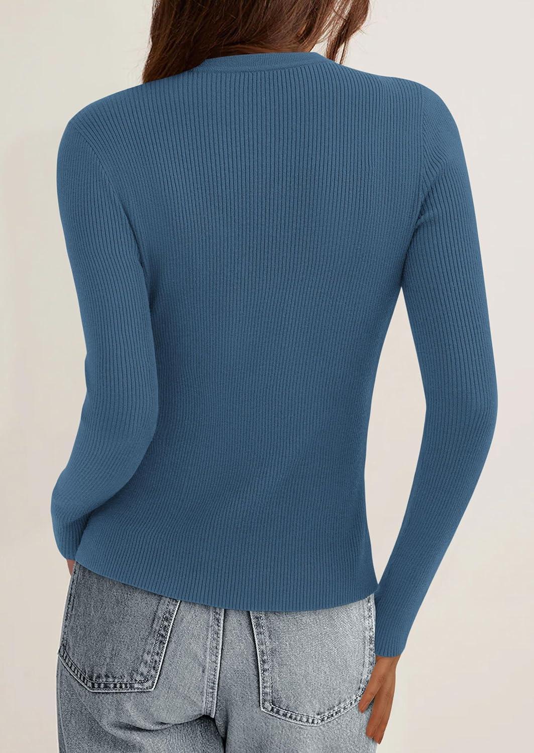 imagePRETTYGARDEN Womens 2025 Fall Cardigan Sweaters Lightweight Long Sleeve Button up Ribbed Knit Tops Winter Fashion ClothesDusty Blue