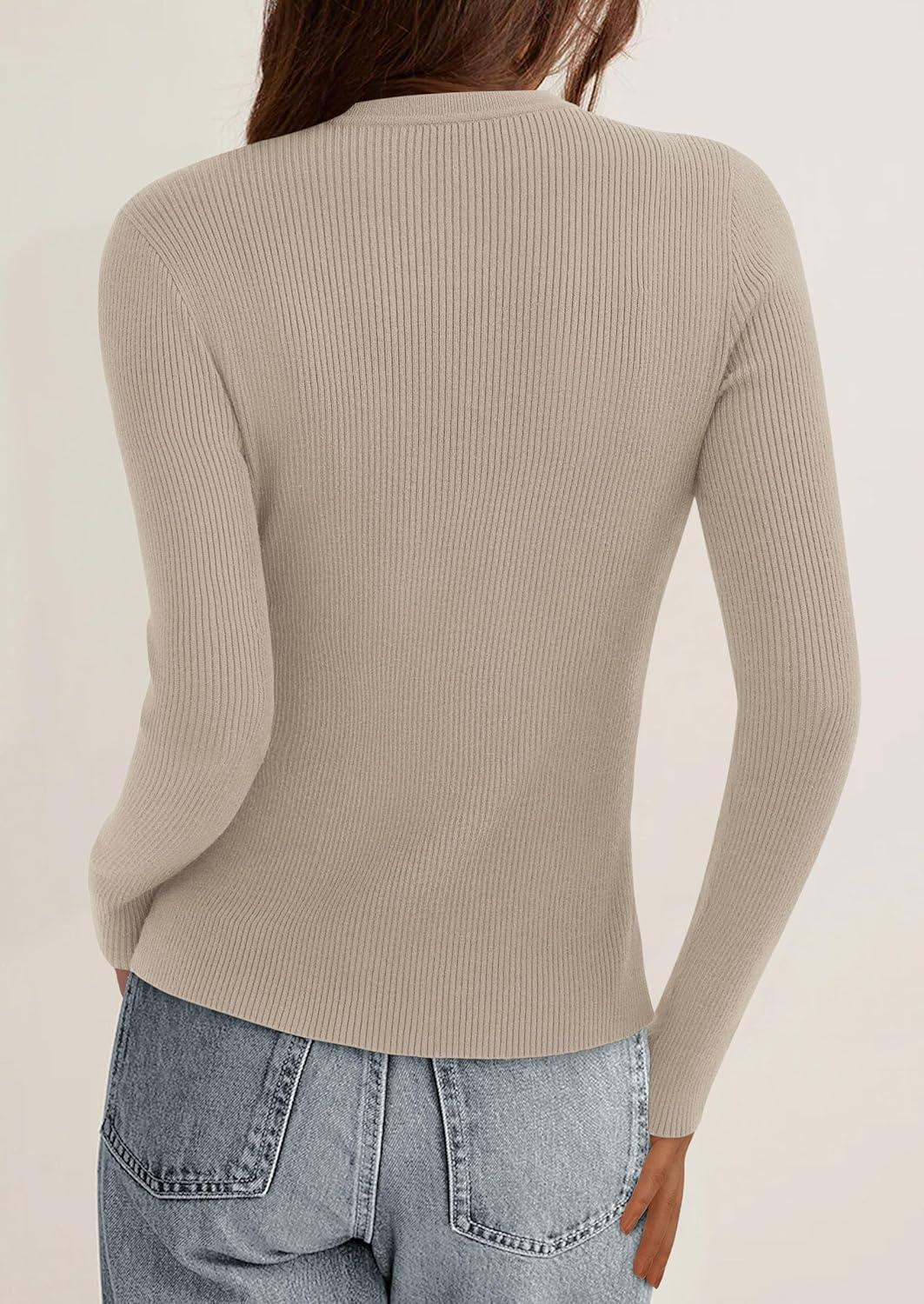 imagePRETTYGARDEN Womens 2025 Fall Cardigan Sweaters Lightweight Long Sleeve Button up Ribbed Knit Tops Winter Fashion ClothesOatmeal