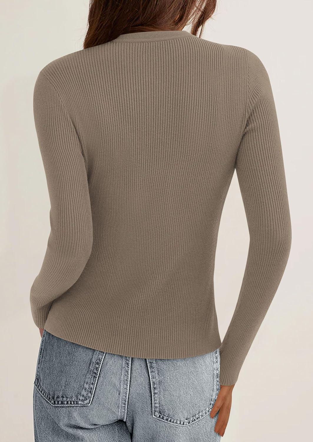 imagePRETTYGARDEN Womens 2025 Fall Cardigan Sweaters Lightweight Long Sleeve Button up Ribbed Knit Tops Winter Fashion ClothesTaupe