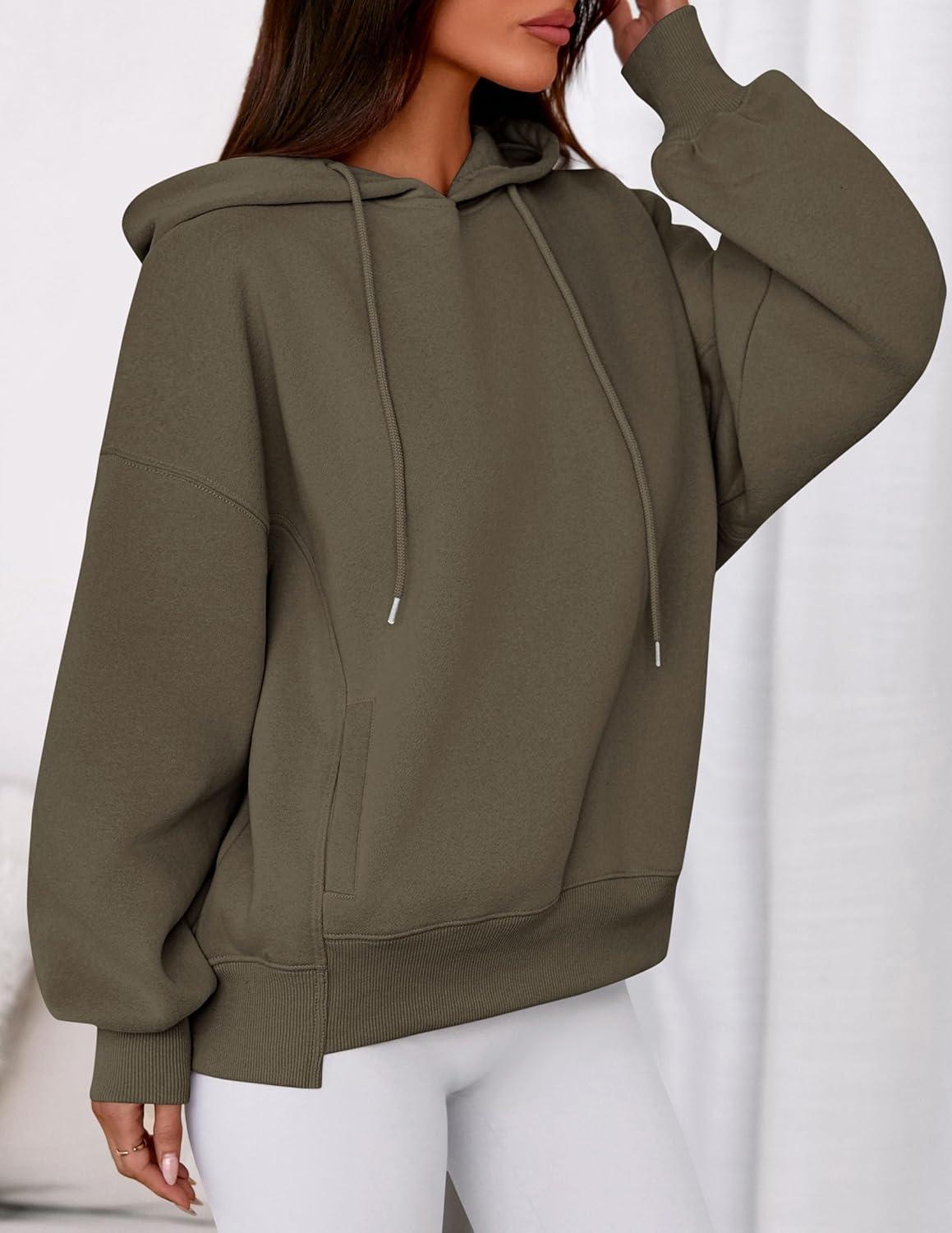 imagePRETTYGARDEN Womens 2025 Fall Fashion Oversized Hoodies Sweatshirt Fleece Long Sleeve Going Out Tops Trendy Winter ClothingArmy Green