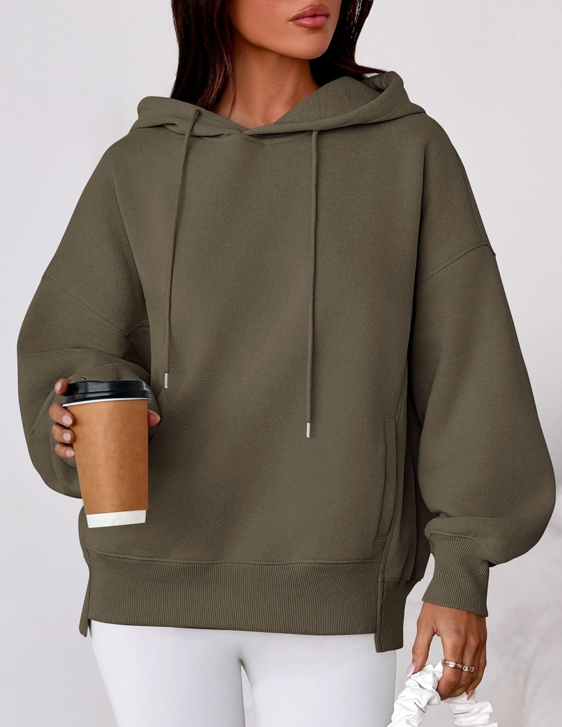imagePRETTYGARDEN Womens 2025 Fall Fashion Oversized Hoodies Sweatshirt Fleece Long Sleeve Going Out Tops Trendy Winter ClothingArmy Green