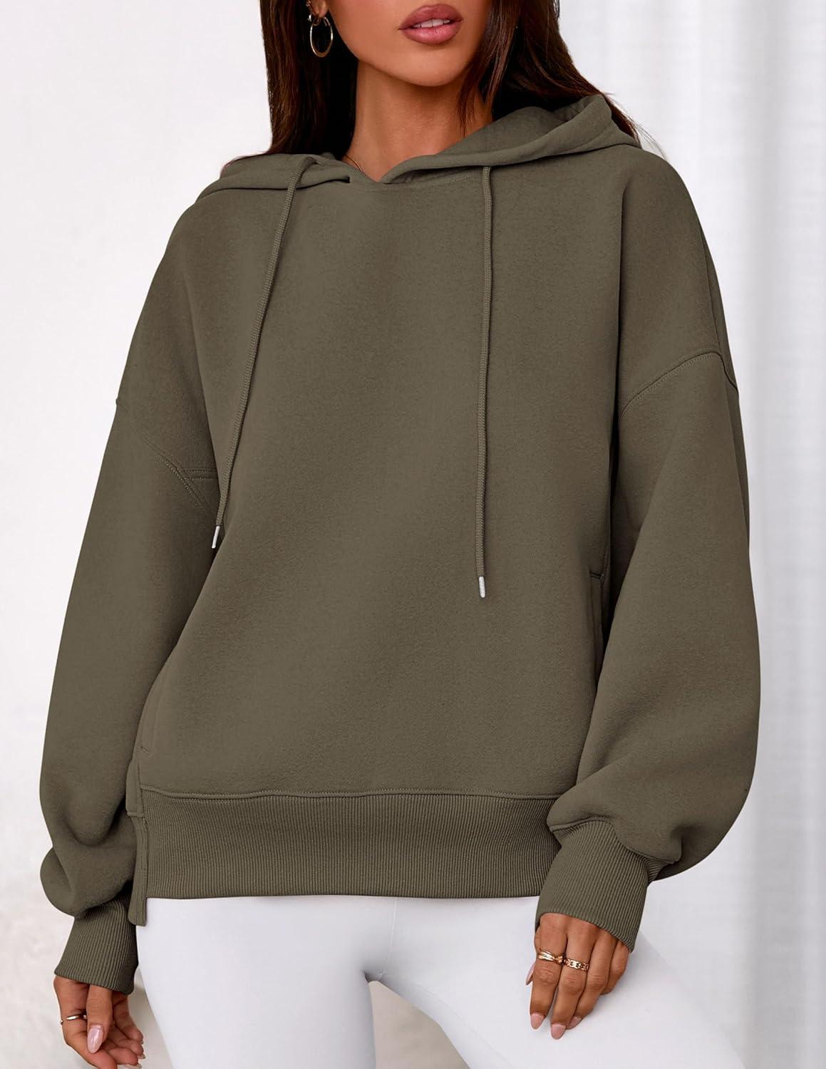 imagePRETTYGARDEN Womens 2025 Fall Fashion Oversized Hoodies Sweatshirt Fleece Long Sleeve Going Out Tops Trendy Winter ClothingArmy Green