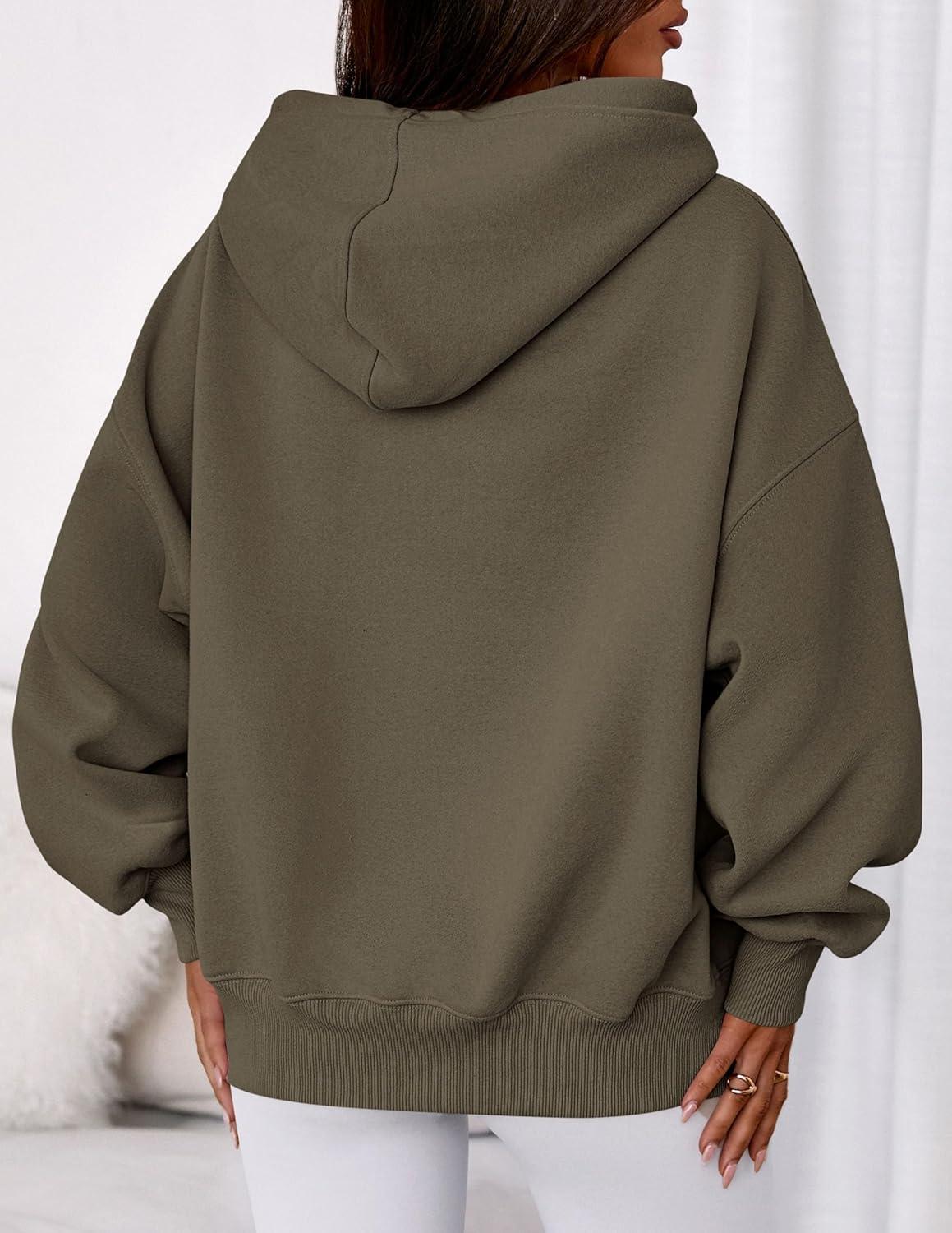 imagePRETTYGARDEN Womens 2025 Fall Fashion Oversized Hoodies Sweatshirt Fleece Long Sleeve Going Out Tops Trendy Winter ClothingArmy Green