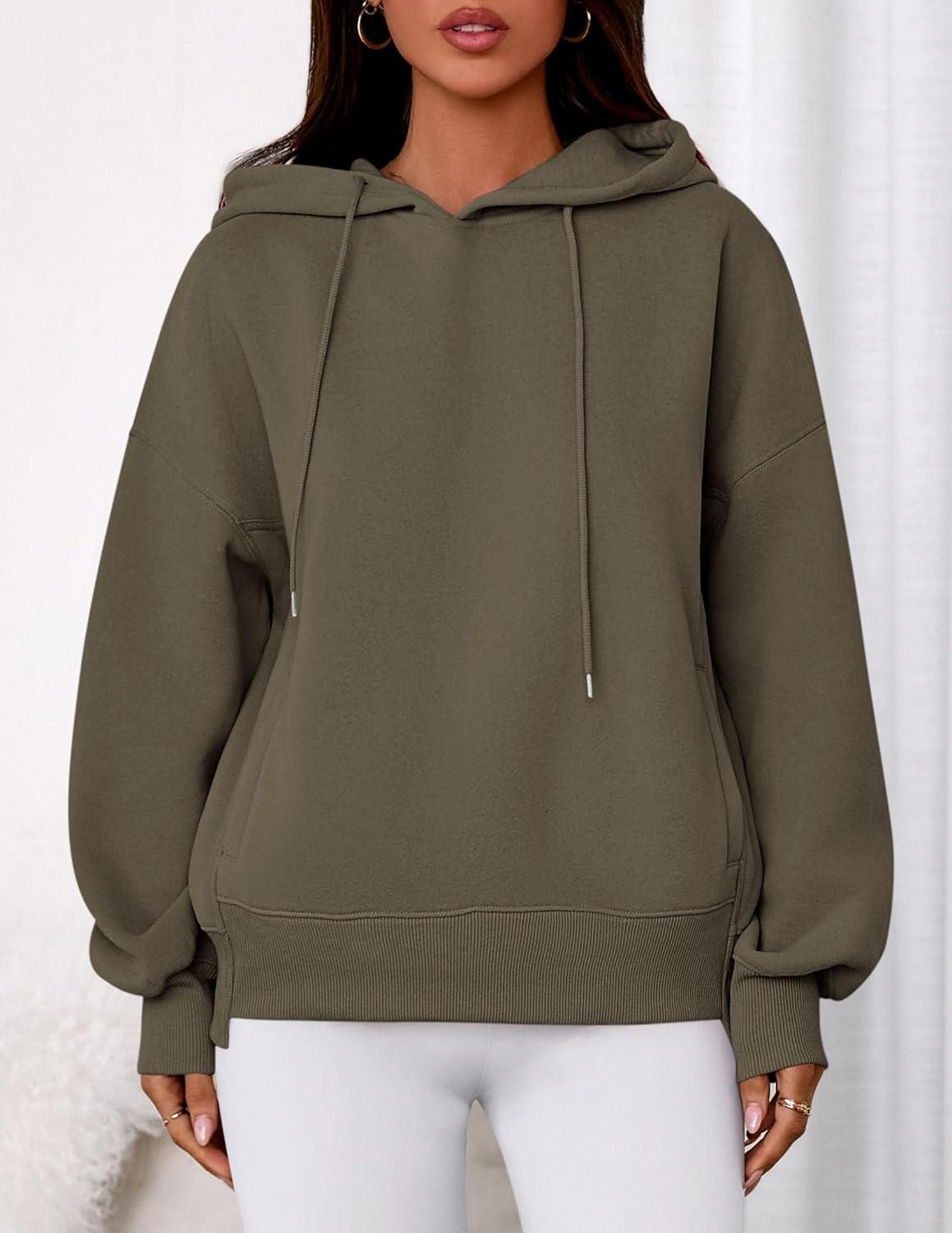 imagePRETTYGARDEN Womens 2025 Fall Fashion Oversized Hoodies Sweatshirt Fleece Long Sleeve Going Out Tops Trendy Winter ClothingArmy Green
