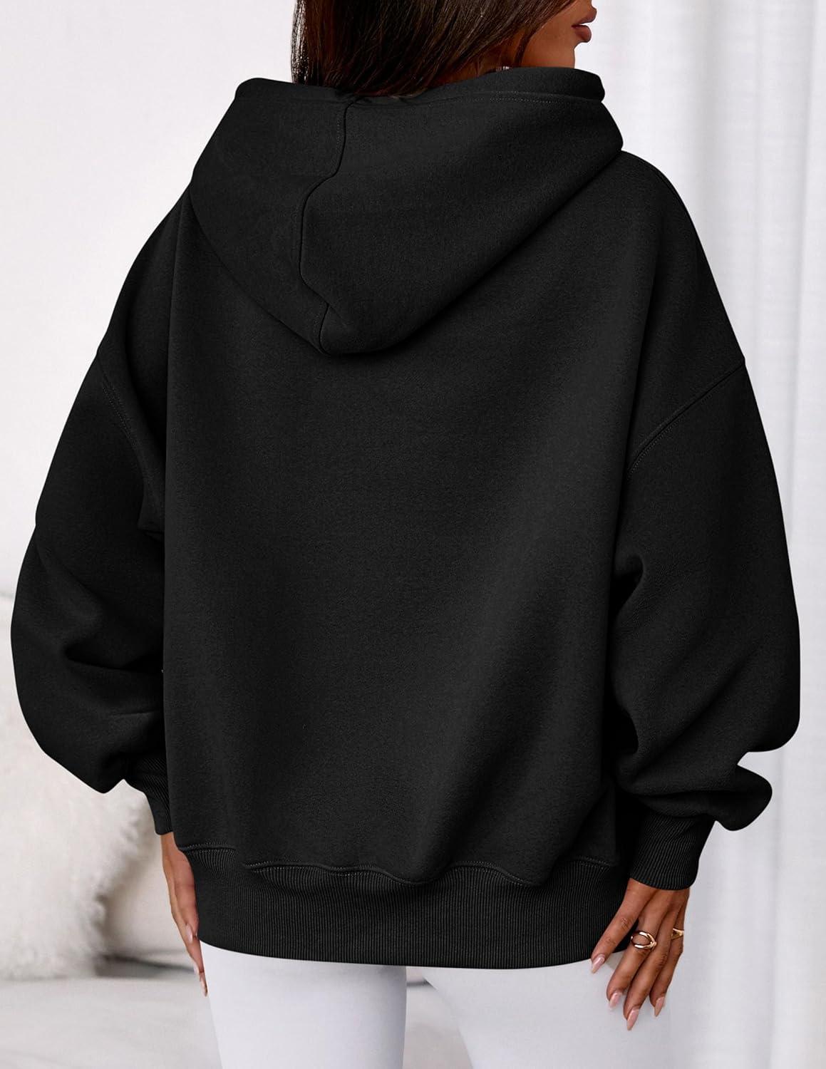 imagePRETTYGARDEN Womens 2025 Fall Fashion Oversized Hoodies Sweatshirt Fleece Long Sleeve Going Out Tops Trendy Winter ClothingBlack