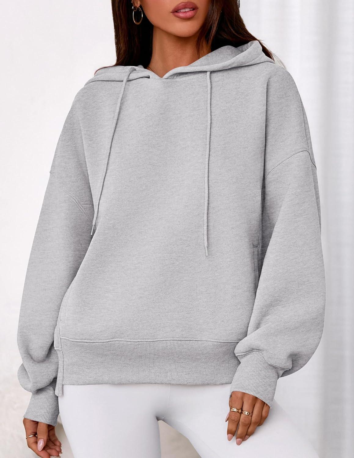 imagePRETTYGARDEN Womens 2025 Fall Fashion Oversized Hoodies Sweatshirt Fleece Long Sleeve Going Out Tops Trendy Winter ClothingLight Grey