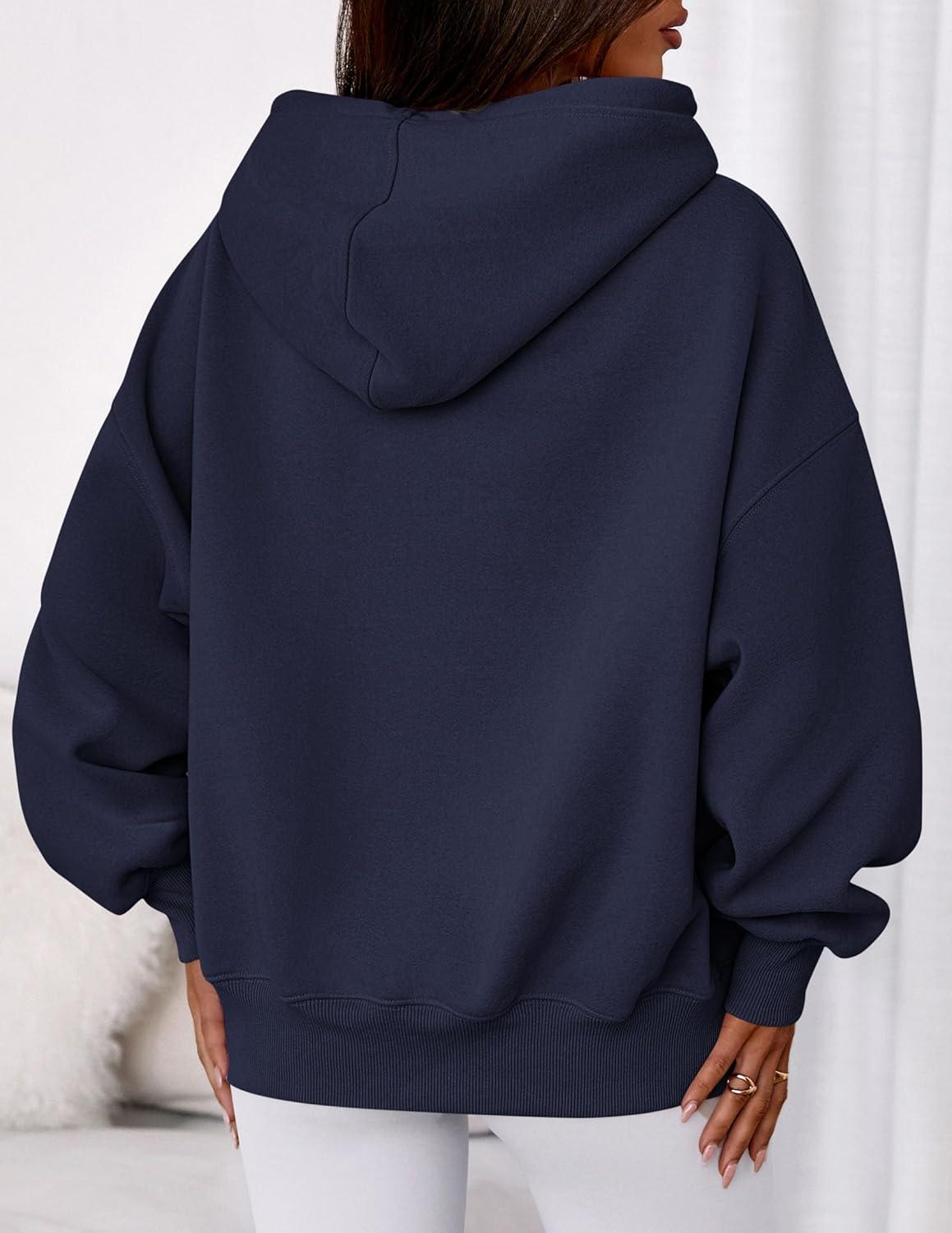 imagePRETTYGARDEN Womens 2025 Fall Fashion Oversized Hoodies Sweatshirt Fleece Long Sleeve Going Out Tops Trendy Winter ClothingNavy Blue