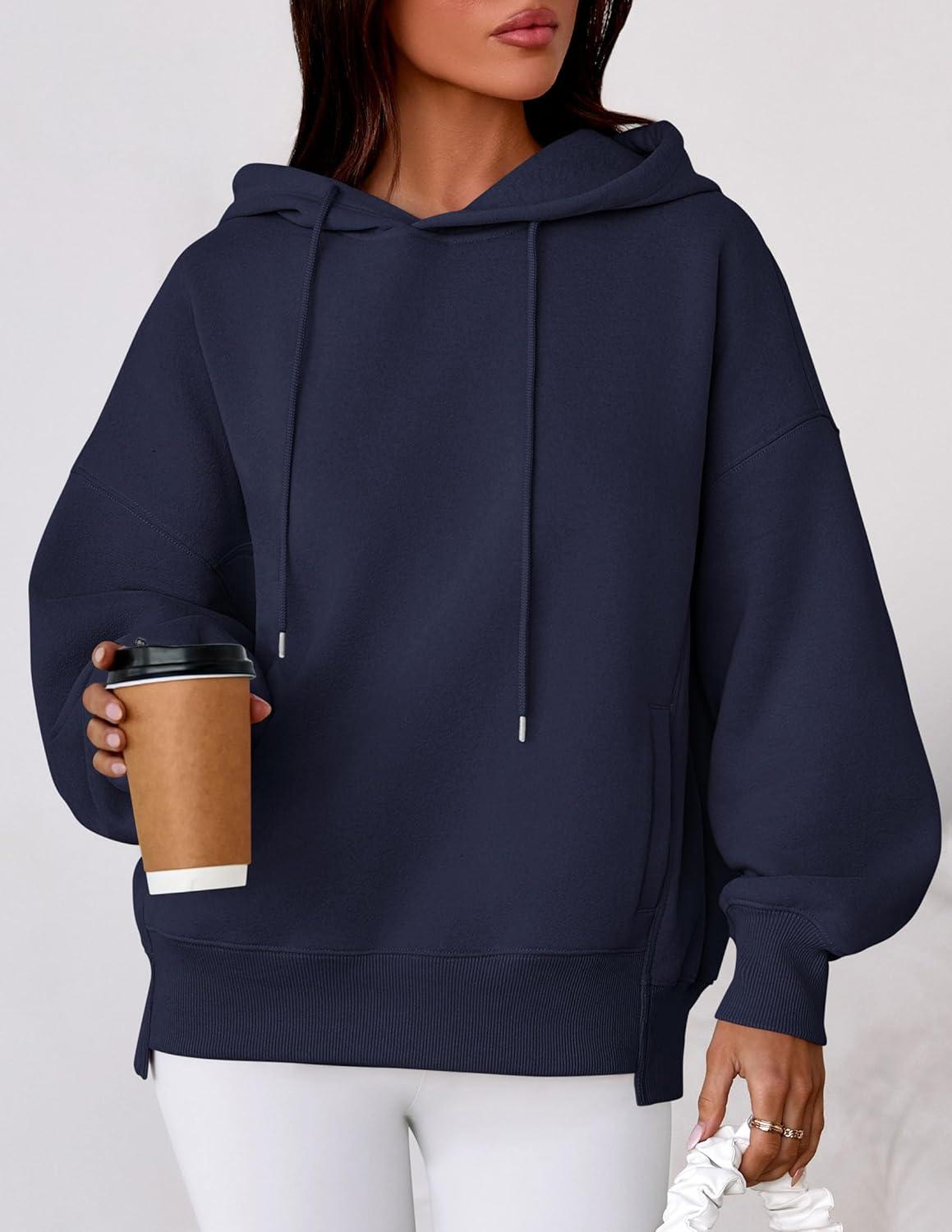 imagePRETTYGARDEN Womens 2025 Fall Fashion Oversized Hoodies Sweatshirt Fleece Long Sleeve Going Out Tops Trendy Winter ClothingNavy Blue