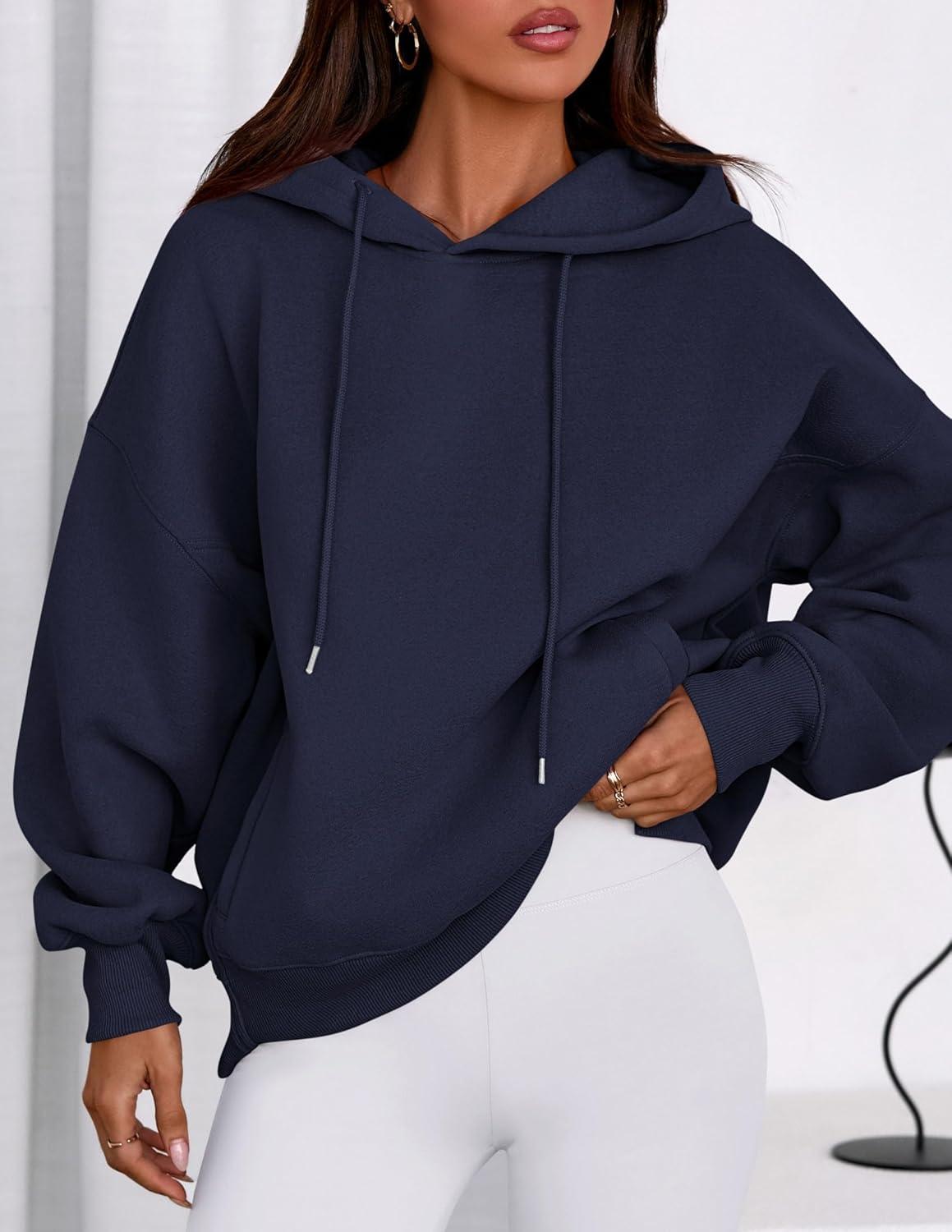 imagePRETTYGARDEN Womens 2025 Fall Fashion Oversized Hoodies Sweatshirt Fleece Long Sleeve Going Out Tops Trendy Winter ClothingNavy Blue