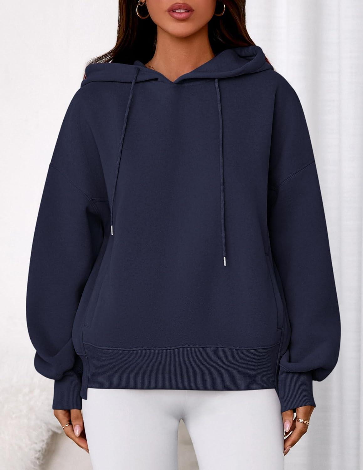 imagePRETTYGARDEN Womens 2025 Fall Fashion Oversized Hoodies Sweatshirt Fleece Long Sleeve Going Out Tops Trendy Winter ClothingNavy Blue