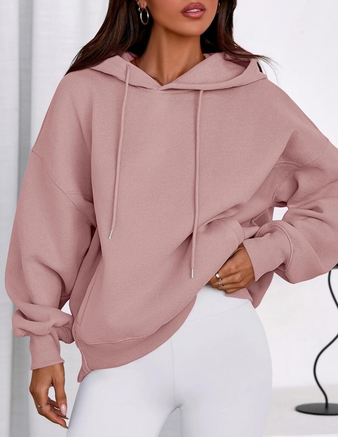 imagePRETTYGARDEN Womens 2025 Fall Fashion Oversized Hoodies Sweatshirt Fleece Long Sleeve Going Out Tops Trendy Winter ClothingPink
